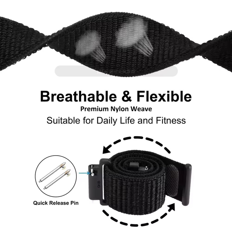 COROS Uhrenarmband Nylon, Schwarz, Unisex, 20/22mm - Bild 5