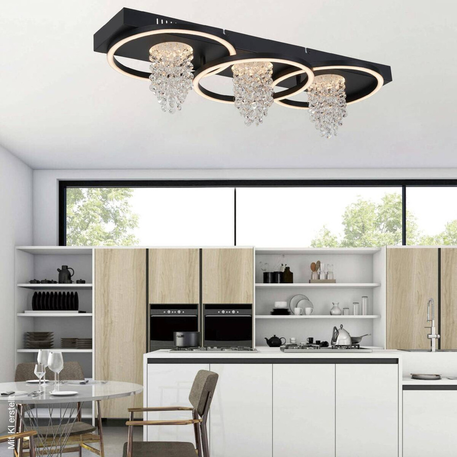 Pocoline LED-Deckenleuchte Till in Mattschwarz aus Metall mit warmweißem Licht, B/H/T: 25 x 65 x 12 cm - Bild 4