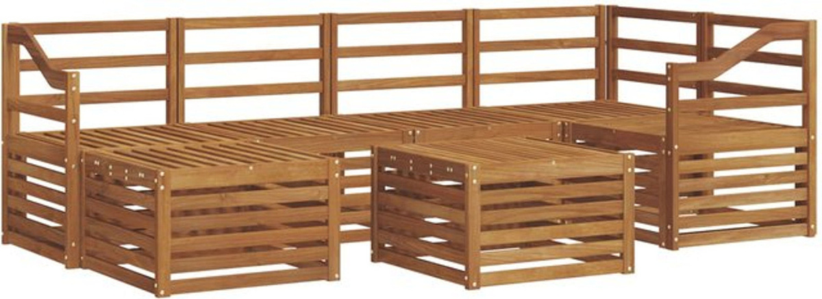Wendbares Ecksofa Set aus Massivholz Akazie in Natur Braun von vidaxl, 7-teilig und modern - Bild 1