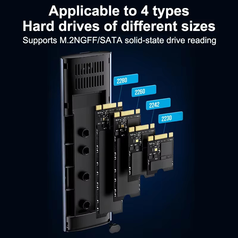 Congdi M.2 NGFF SSD-Gehäuse für SATA SSDs, transparent, kompatibel mit 2230/2242/2260/2280 Formfaktoren - Bild 3