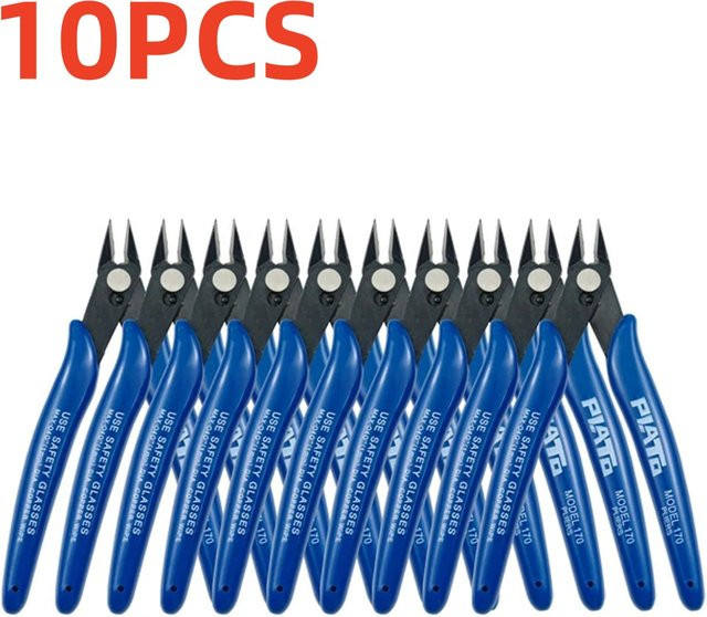 10er Set NJBLZQ Zangen aus Kohlenstoffstahl in Blau, bestehend aus Elektrikerzangen, Kabelschneidern, Seitenschneidern und Flachzangen - Bild 1