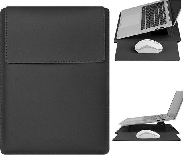 Tragbare Leder-Laptophülle mit verstellbarem Ständer für Apple MacBook Air und MacBook Pro (12 bis 16 Zoll) in Schwarz oder Pink - Bild 1