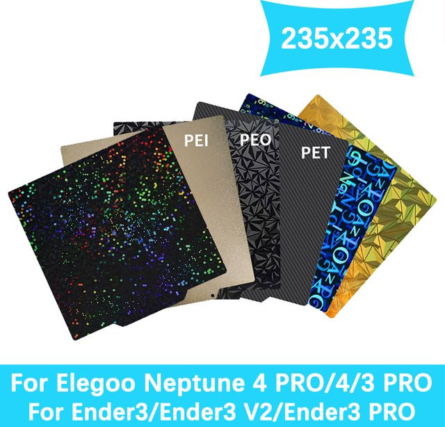 Elegoo Federstahlblech PEI PEO PET PEY für Elegoo Neptune 4 PRO und Neptune 3 Bauplatte, B/T: 23,5 x 23,5 cm - Bild 1