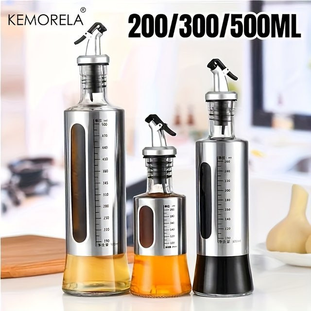 KEMORELA Glas-Ölflasche mit Spender und Skala, transparent - Bild 1