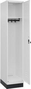 C+P Spind Classic PLUS Spind mit Sockel, 1 Abteil, Sicherheits-Drehriegel, 4 Garderobenhaken, Farbe: 9016/9016, H x B x T: 195 x 40 x 50 cm - Bild 1