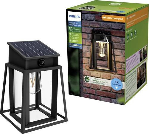 Philips Lysin Solar LED Außenwandleuchte mit Bewegungsmelder und Dämmerungssensor, Schwarz - Bild 1