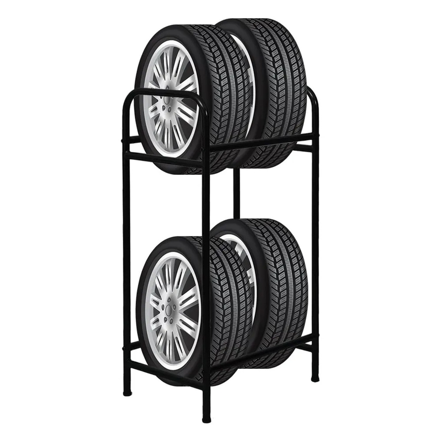 PROREGAL Reifenregal CARRERO Schwarz aus Stahl mit 2 Ebenen für bis zu 4 Reifen, H x B x T: 104 x 55 x 40 cm - Bild 2