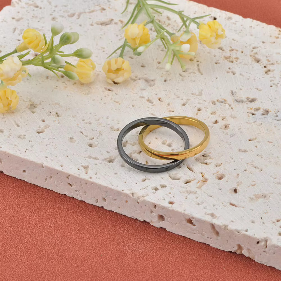 Lokaer Edelstahl-Ring, schwarz vergoldet, Zirkonia, Damen - Bild 2