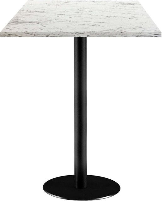 RestooTab Stehtisch Rome quadratisch in Stein-Optik, Platte weiß/steingrau/marmoriert, Gestell schwarz, B/T/H: 60 x 60 x 113 cm - Bild 1