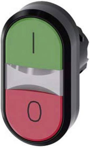 Siemens 3SU1000-3AB42-0AK0 Doppeldrucktaster in Grün und Rot aus Kunststoff mit Schutzart IP69K, Breite: 29,8 mm, Höhe: 57,7 mm - Bild 1