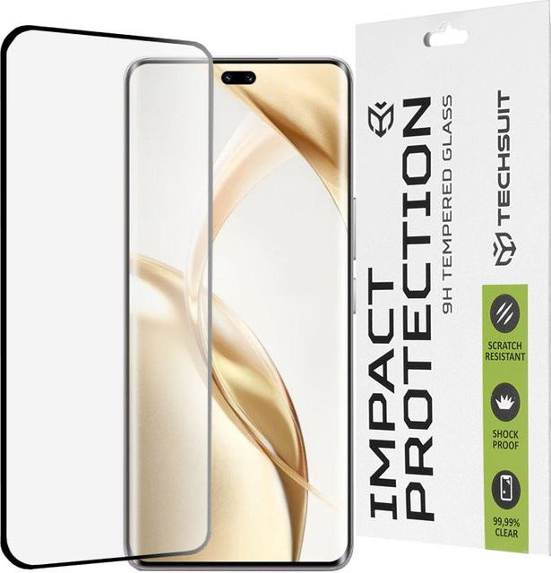 Techsuit Displayschutzfolie aus gehärtetem Glas für Honor 200 Pro, Full Glue, Schwarz - Bild 1
