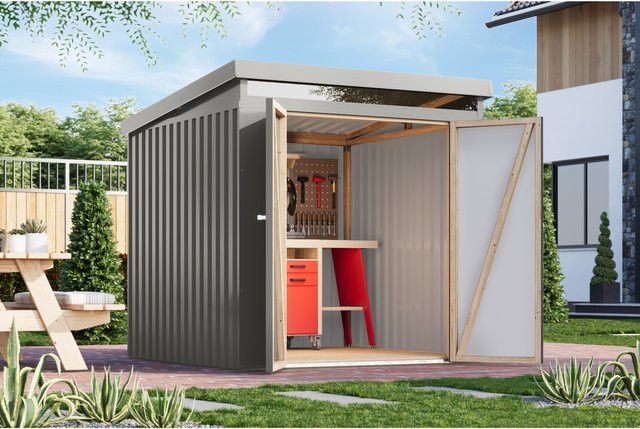 Karibu Gartenhaus Leopard in Grau Aluminium - Bild 1