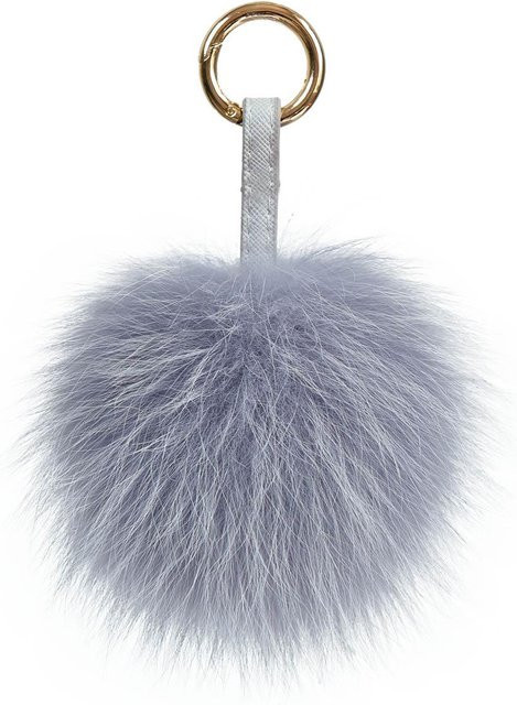 SOMALER Schlüsselanhänger, Fuchs-Waschbärfell, Bommel, Damen, grau - Bild 1