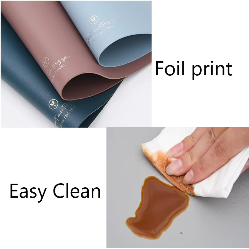 Inyahome Runde Tischsets und Untersetzer aus PU-Leder, Ölbeständig und Wasserdicht, Blau und Grün - Bild 4