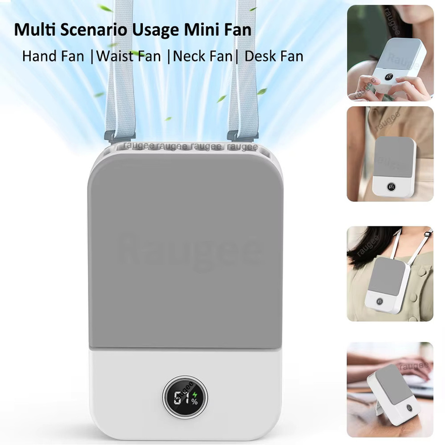 Tragbarer Mini-Hüftventilator von ragee mit 3 Geschwindigkeitsstufen und 2000mAh Akku, USB-Luftkühler mit Hüftclip zum Umhängen, erhältlich in Schwarz oder Weiß - Bild 2