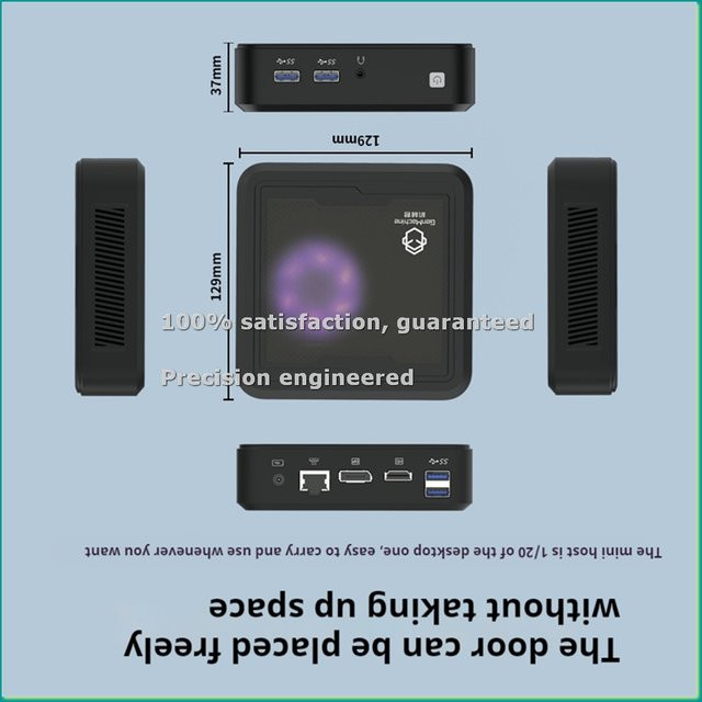 Mini-PC mit AMD Ryzen 5 3550H CPU, Ren3000, DDR4, Schwarz - Bild 1