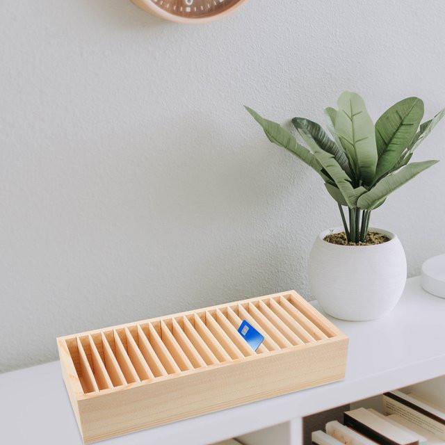 NUOLUX Holz-Indexkartenbox in Braun mit herausnehmbaren Trennwänden zur Aufbewahrung von Visitenkarten, Notizen und Fotos - Bild 1