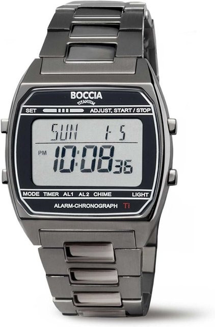 Boccia Herrenuhr Titanium, Digital Chronograph, 37 mm, Schwarz, 5 ATM - Bild 1