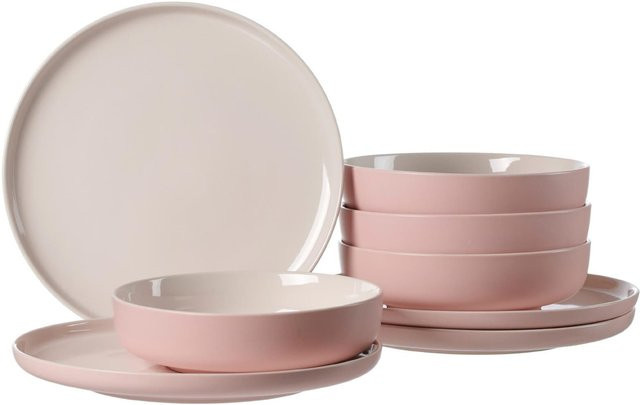 Ritzenhoff & Breker Tafelservice Jasper 8-teilig aus Steinzeug und Porzellan in Rosa - Bild 1