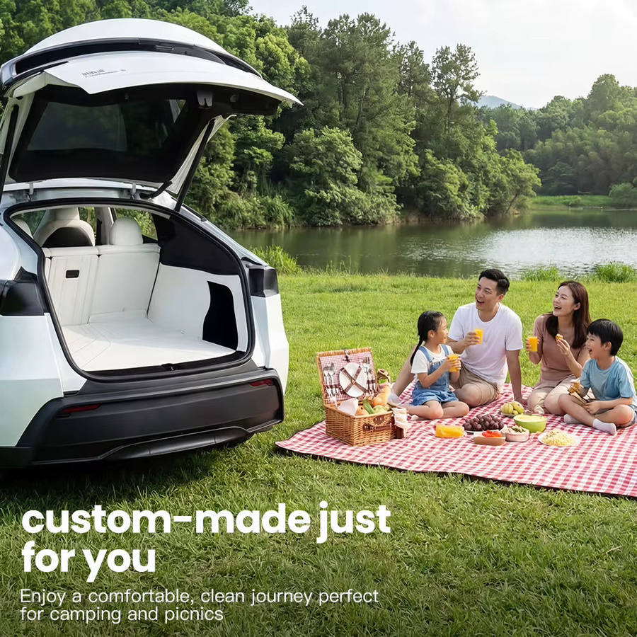 YZ Kofferraummatte aus Leder für Tesla Model Y Juniper 2021-2026, wasserdichte und rutschfeste Bodenmatte in Weiß - Bild 2