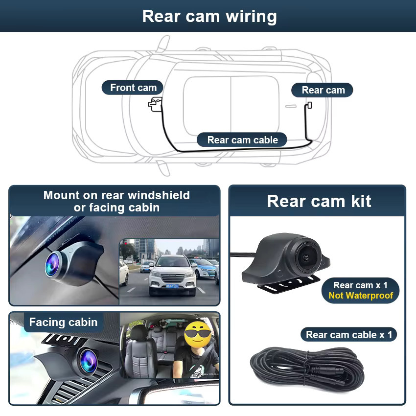 CARBAOHUI 4K UHD Dashcam im OEM-Stil für MINI Cooper, Clubman, Countryman (Modelle 2014–2023, F54, F55, F56, F57, F60), Schwarz - Bild 3
