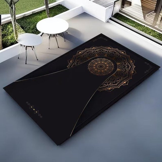 Personalisierter türkischer Gebetsteppich von Karpetti, orientalisches Design in Schwarz, B/B: 120 x 160 cm - Bild 1