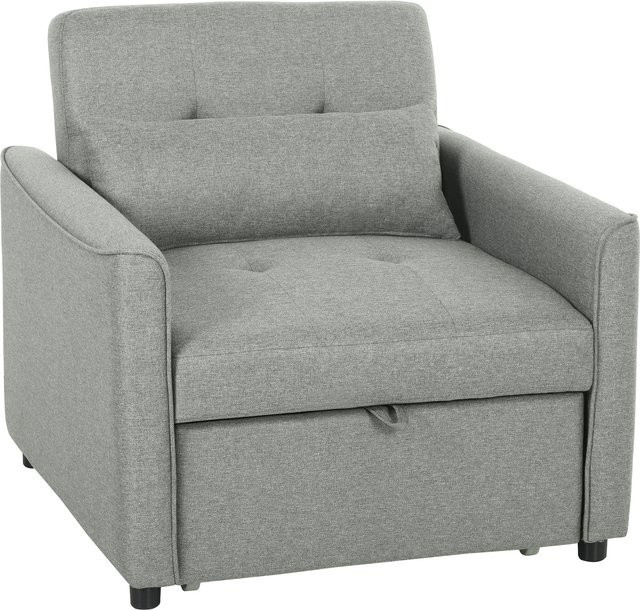 HOMCOM 3-in-1 Schlafsessel mit Bettfunktion und verstellbarer Rückenlehne, grauer Sessel mit Leinenoptik und Lendenkissen für dein Wohnzimmer - Bild 1