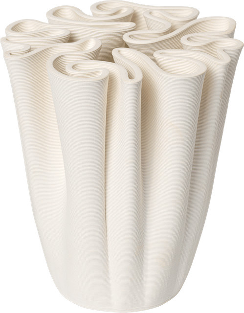 Ferm Living Dedali Vase aus Keramik in Weiß, geometrisches Design für den Tisch - Bild 1
