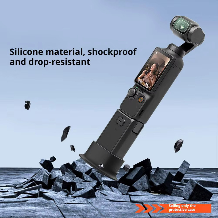 DJI Osmo Pocket 4 Silikon-Basis Stand in Schwarz, Anti-Kipp Halterung mit direktem Ladezugang und stoßabsorbierender Schutzhülle - Bild 2