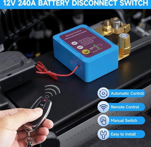 MINESPEED Smart Batterie-Trennschalter mit Fernbedienung 12V 240A in Rot zur Diebstahlprävention und Vermeidung von Batterieentladung für Auto, Lkw und RV - Bild 1