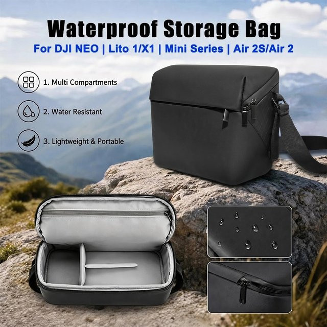 DJI Lito 1/X1 Tragbare Aufbewahrungstasche als Schultertasche und Reisetasche für DJI Neo sowie DJI Mini 3, 4 und 5 Pro in Schwarz - Bild 1