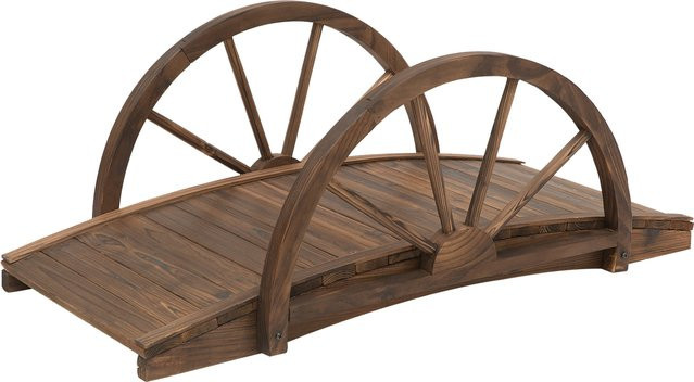 Outsunny Gartenbrücke aus Tannenholz in Braun mit Bogendesign und rustikalem Look, B/H/L: 50 x 37 x 100 cm - Bild 1