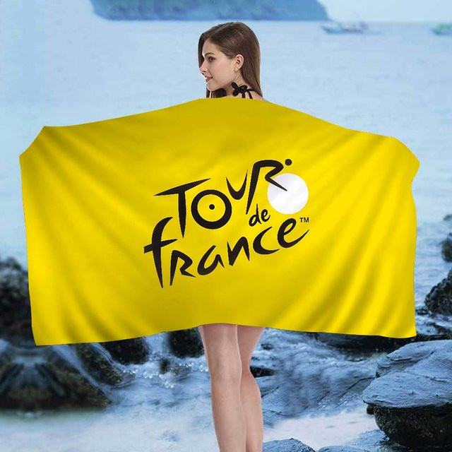 Tour De France Anime Strand-Badetuch von Ka Chen Muda, weiches und saugfähiges Mikrofaser-Handtuch für Kinder, Farben: Weiß und Gelb, Breite: 30 cm, Höhe: 60 cm - Bild 1