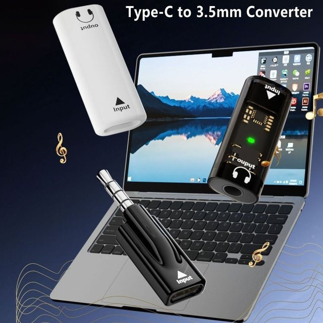 USB Typ-C auf 3,5 mm Klinke Audio Adapter mit DAC für HiFi Kopfhörer in Schwarz - Bild 1