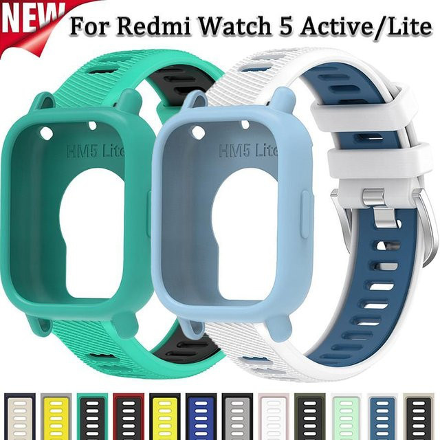 CAOWTAN Zweifarbiges Silikonarmband mit Schutzhülle für Redmi Watch 5 Active und Redmi Watch 5 Lite in Multicolour - Bild 1