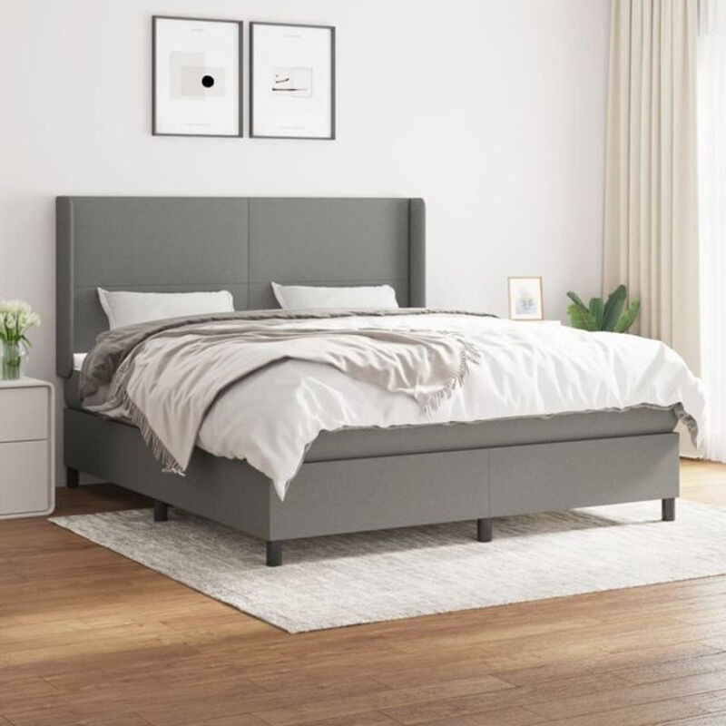 Vidaxl Boxspringbett mit Matratze in Grau aus Stoff und Massivholz B/T/H: 180 x 200 x 118 cm - Bild 1