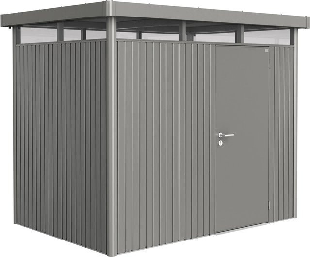 Biohort HighLine Gerätehaus aus Metall mit Einzeltür und Satteldach in Quarzgrau-Metallic, B/H/T: 275 x 222 x 195 cm - Bild 1