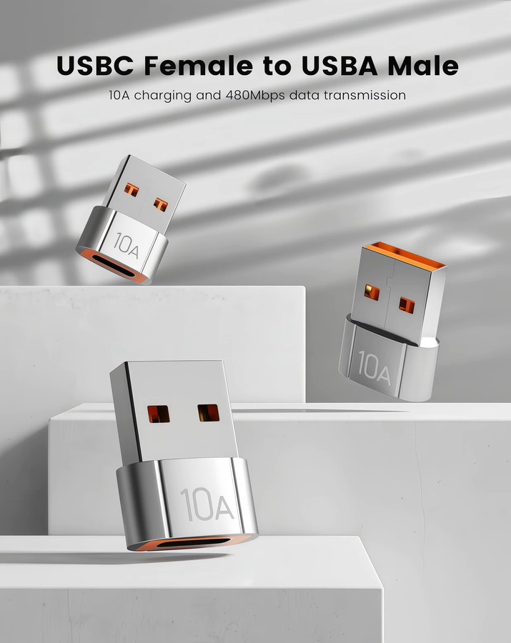 OTG USB 3.0 auf Typ-C Adapter mit LED in Orange für Schnellladefunktion - Bild 2