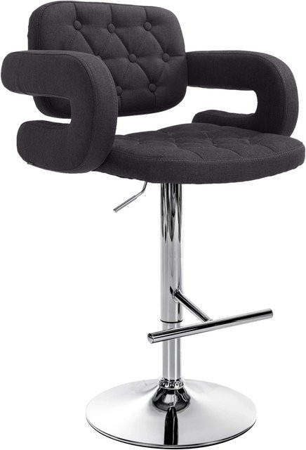 CLP Barhocker Dublin Stoff Schwarz/Chrom mit Armlehnen und Drehsitz - Bild 1