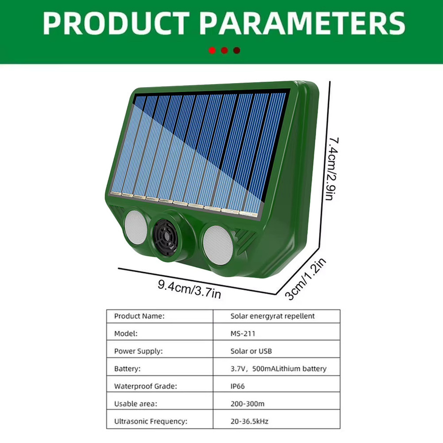 Solar-Tierabwehrgerät IP66 wasserdicht mit 500 mAh Akku in Grün für den Garten und Rasen - Bild 6