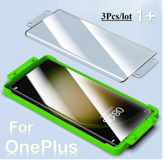 3er-Set Keramik-Glas-Displayschutz für OnePlus 13 12 12R 11 11R 10 Pro 9 8 mit Installationskit, transparent - Bild 1