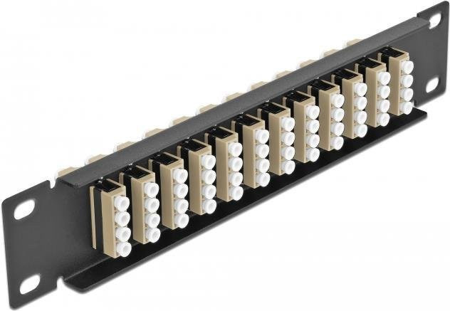 Delock Patch Panel für Schrankmontage LC MM x 48 in Schwarz und Beige, 1U, Breite: 25,4 cm - Bild 1