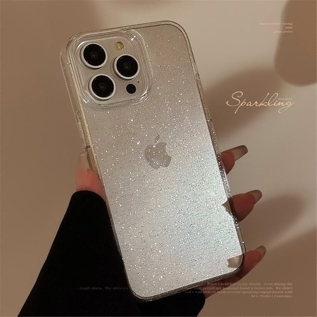 Yiran Glitzer Handyhülle für iPhone 15 Pro Max und weitere Modelle, transparent mit Pailletten und stoßfestem Schutz - Bild 1