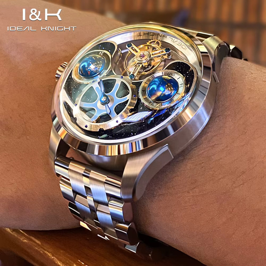 IDEAL KNIGHT Tourbillon-Uhr, Automatik, Edelstahl, Blau, Herren - Bild 5