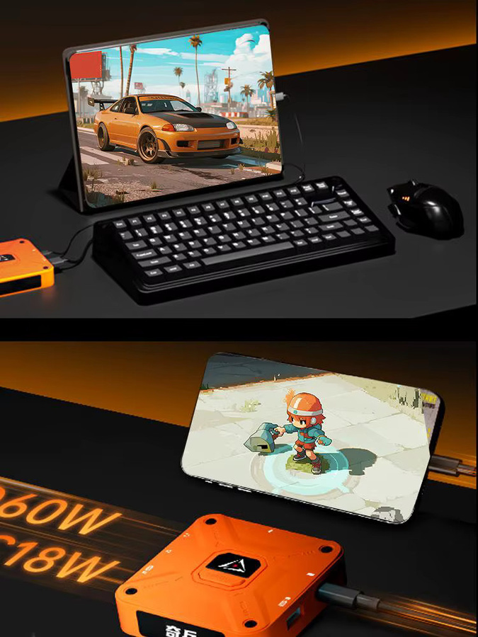 QiBing Ax360m Gaming Tastatur- und Mauskonverter für iOS in Orange mit 2000Hz Mauspaket für Mobile Shooter wie PUBG - Bild 5