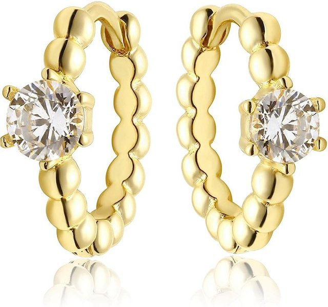 Huitan Schicke Creolen, Kupfer, Zirkonia, Gold, Damen - Bild 1