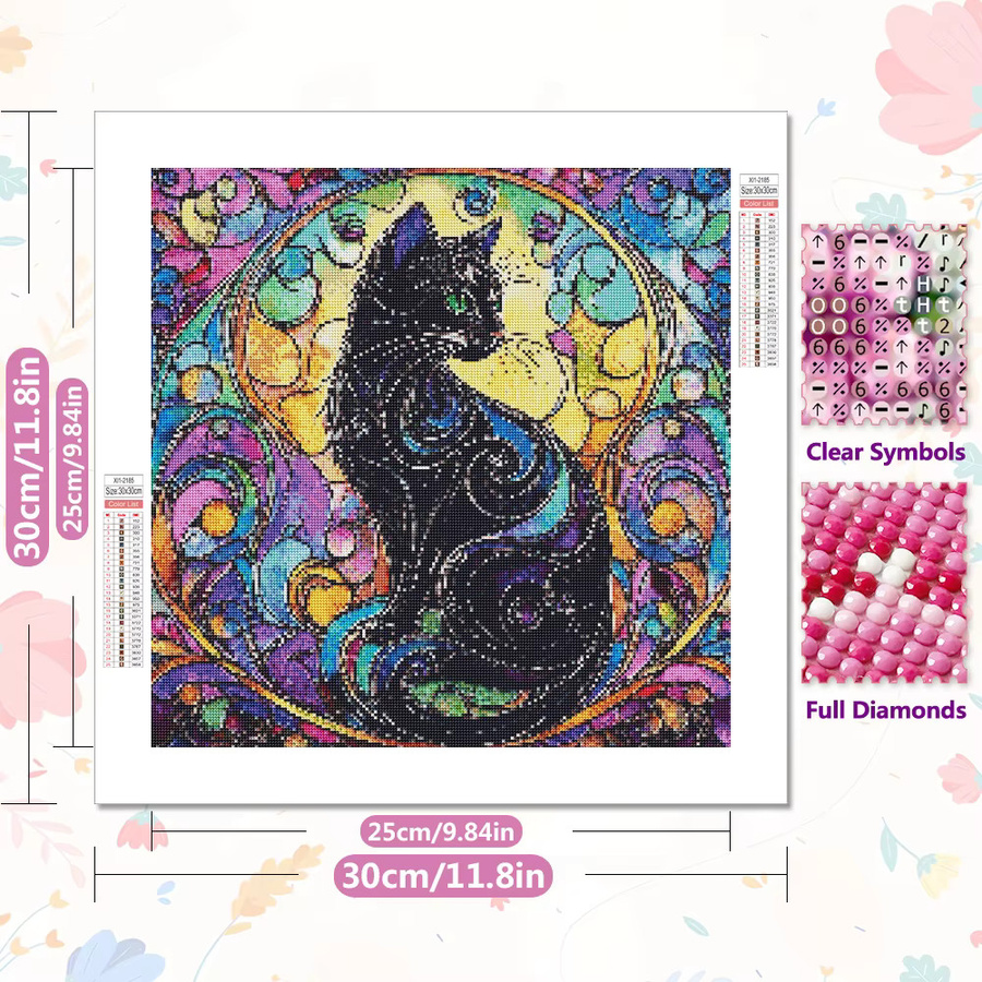 EverShine Diamant-Stickerei Katzen-Mosaik Set mit Kätzchen Motiv in Multicolour als DIY Voll-Diamant-Malerei für Erwachsene zur Heimdekoration B/H: 20 x 20 cm - Bild 2