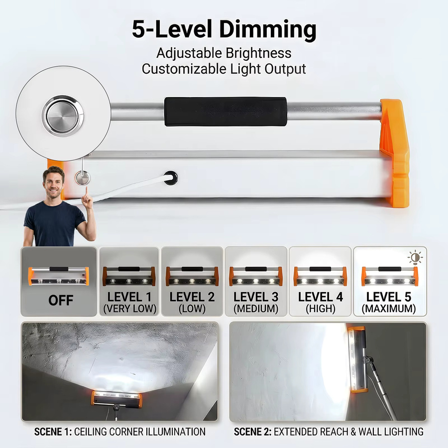 Podofo 39W LED Wandpolier-Arbeitsleuchte mit 2600 Lumen und 155 Grad Ultraweitwinkel für Trockenbau und Wandschleifen - Bild 6