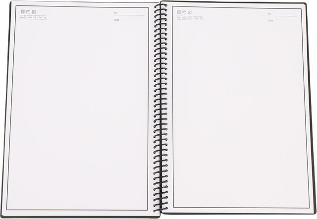 Wiederverwendbares Papiernotizbuch von Koogeelife mit Spiralbindung und APP-Konnektivität, löschbar, Schwarz, Liniert und Punktiert - Bild 1