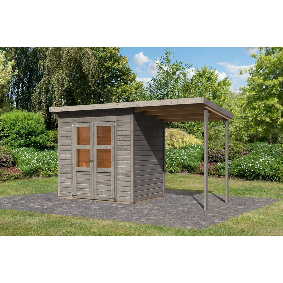 Karibu Holz-Gartenhaus mit Pultdach, grundiert, B: 370 cm, T: 154 cm, H: 219 cm - Bild 2